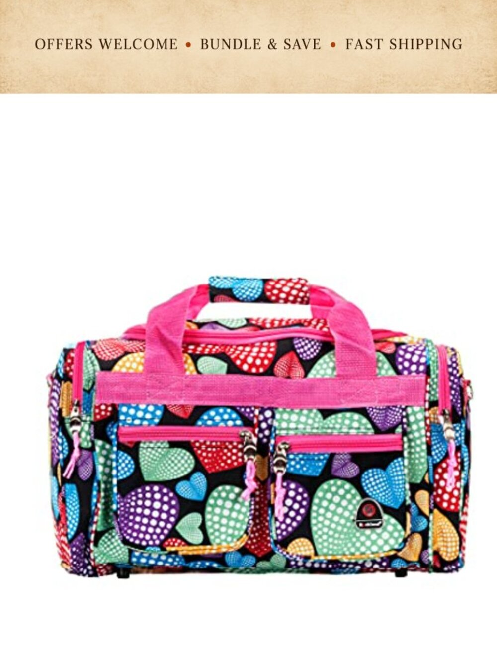 19" Water Resistant Travel Tote Duffel Bag with Adjustable Strap